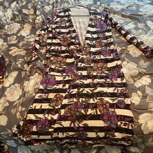 LuLaRoe Purple and Brown Floral Cardigan RARE